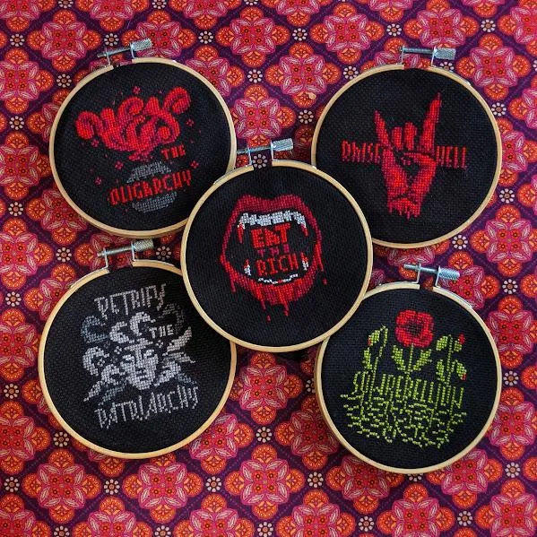 Stitch Against the Machine I cross-stitch pattern