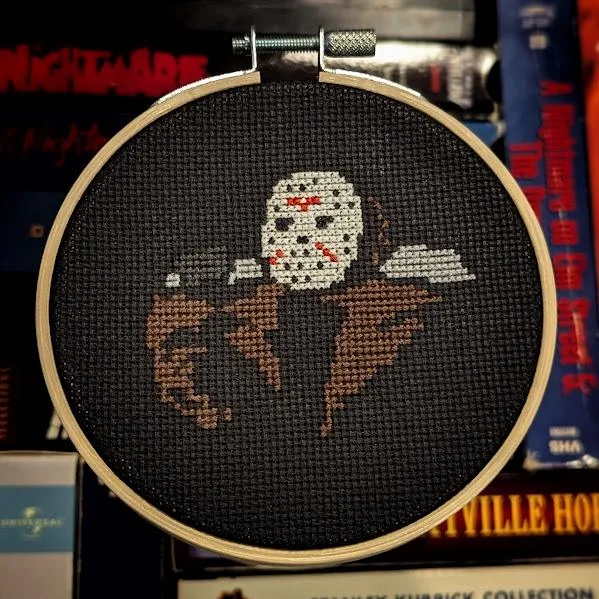 Mini Jason Voorhees cross-stitch pattern