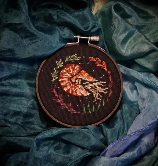 Nautilus cross-stitch pattern