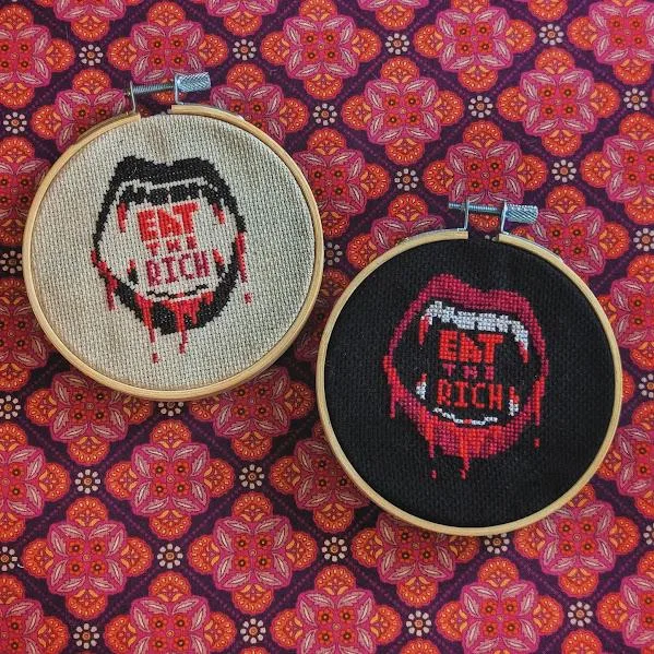 Eat the Rich cross-stitch pattern — view 2